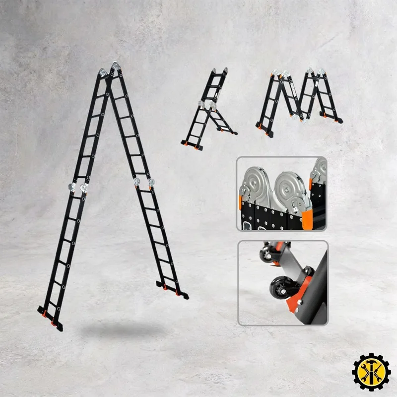 Лестница алюминиевая трансформер (усиленная) BLACK LINE STARTUL ST9930-06 (4×6)